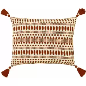 The Linen Yard Ganado Woven 100% Cotton Tasselled Cushion Cover, Pecan, 40 x 60 Cm