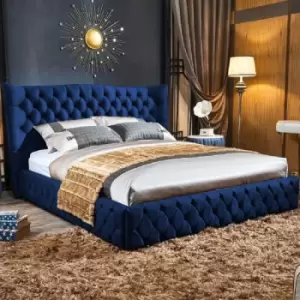 Gerald Bed Double Plush Velvet Blue