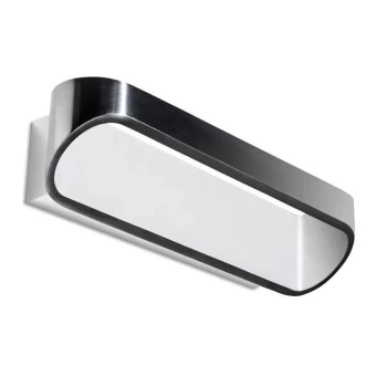 Oval LED 1 Light Up & Down Wall Light White, Brushed Aluminium