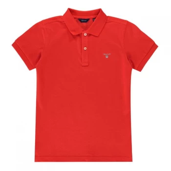 Gant Pique Polo Shirt - Lava Red 667