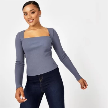 Jack Wills Ribbed Square Neck Top - Blue