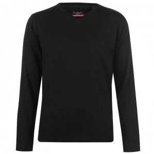 Pierre Cardin V Neck Knit Jumper Mens - Black