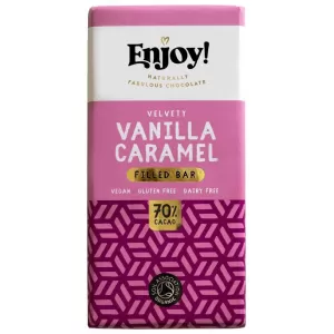 Enjoy Raw Choc Vanilla Caramel Filled Chocolate Bar - 70g x 12