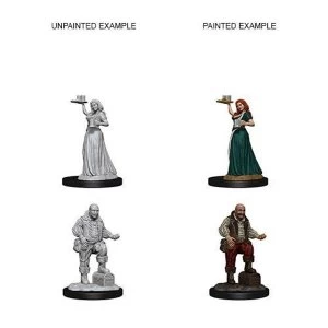 Pathfinder Deep Cuts Unpainted Miniatures (W3) Merchants - Serving Girl and Merchant