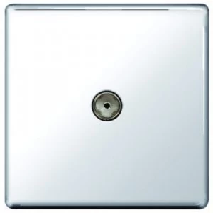 Wickes Single Screwless Flat Plate Coaxial Socket - Polished Chrome