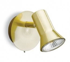 1 Light Single Switched Spotlight Brushed Brass, GU10