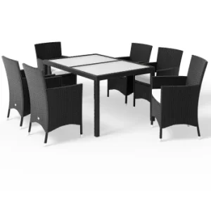 6 Seat Poly Rattan Garden Dining Set Mailand Black