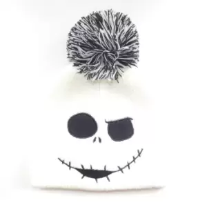 Nightmare Before Christmas Jumbo Face Jack Skellington Beanie (One Size) (White)