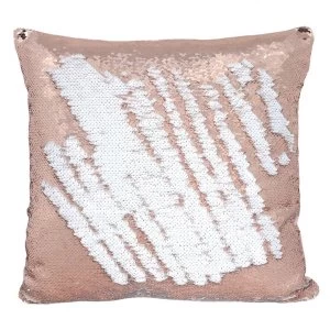 Pink and White Reversible Sequin Cushion