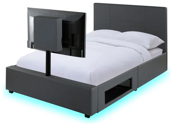 X Rocker Living Ava Kingsize TV and Gaming Bed Frame - Grey