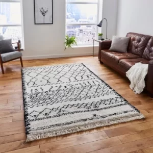 Black and White Boho 5402 Rug Black and White