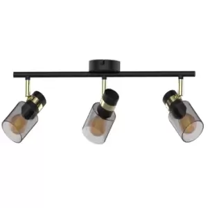 Asti Ceiling Spotlight Bar, Matt Black, Gold, 3x E14