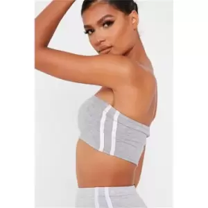 I Saw It First Grey Tie Dye Side Stripe Jersey Bandeau Top - Grey