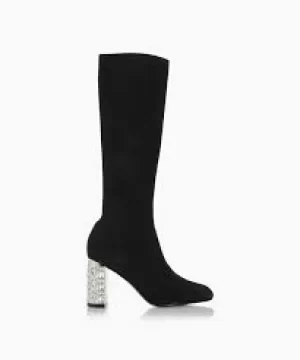 Dune Black Suede 'Stargazing' Mid Block Heel Knee High Boots - 3