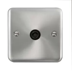 Click Scolmore Deco Plus Satin Chrome 1 Gang Coaxial Outlet With Black - DPSC065BK