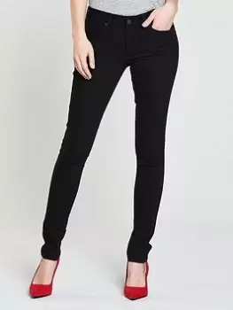 Levis 711 Mid Rise Skinny Jean - Black, Size 28, Inside Leg 30, Women