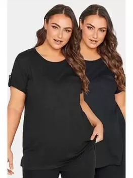 Yours Pocket T-Shirt 2 Pack - Black, Size 30-32, Women