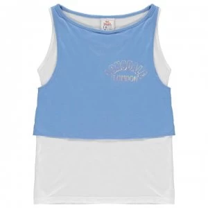 Lonsdale Layer Vest Junior Girls - Blue/White