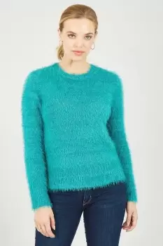 Green Fluffy Jumper With Sequins