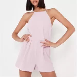 Missguided Cami Racer Neck Pleated Playsuit - Purple