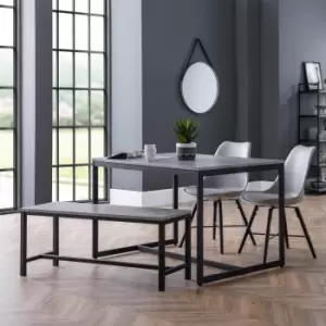 Staten Dining Bench Set and 2 Kari Chairs Grey