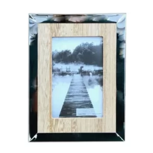 Wood And Silver Coloured Photo Frame 4" X 6"