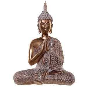 Gold and White Lotus Thai Buddha Figurine