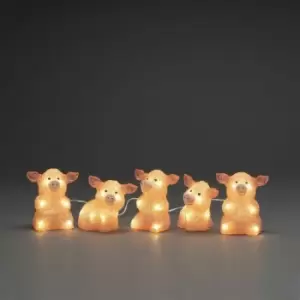 Indoor Outdoor 40 LED Acrylic 5 pc Cute Pink Pigs Light Up Garden Decoration