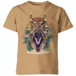 Jurassic Park T-Rex Break Out Kids T-Shirt - Tan - 5-6 Years