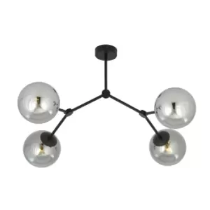 Space Black Globe Ceiling Light with Graphite Glass Shades, 4x E14