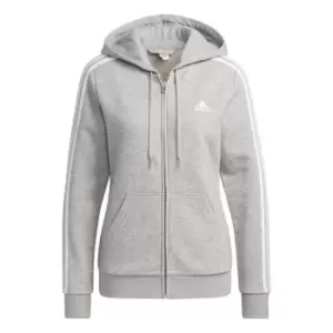 adidas Essentials Fleece 3-Stripes Full-Zip Hoodie Womens - Grey