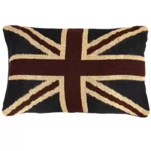 HOMESCAPES Jacquard Union Jack Rectangular Cushion Cover British Flag, 30 x 50cm - Blue