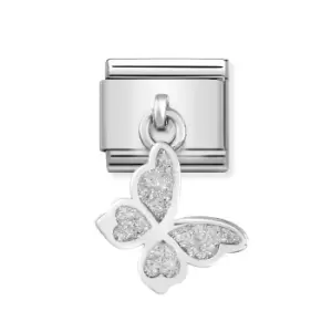 Nomination Classic Silver Glitter Butterfly Pendant Charm