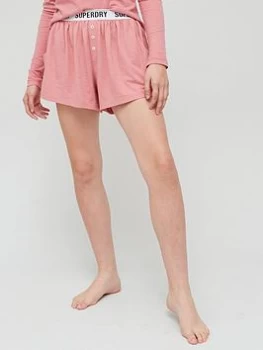 Superdry Logo Waistband PJ Short - Pink, Size 14, Women