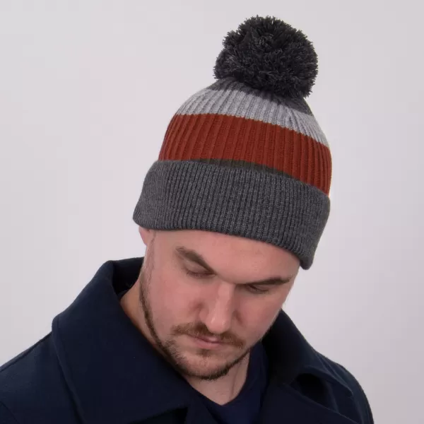 totes Rib Knitted Hat With Pom Pom Detail MultiColoured