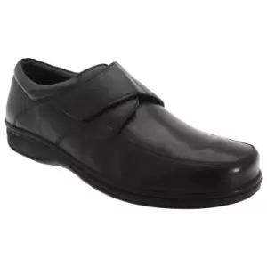 Roamers Mens Fuller Fitting Superlight Touch Fastening Leather Shoes (9 UK) (Black)