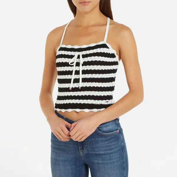 Tommy Jeans Crochet Striped Cotton Top - S