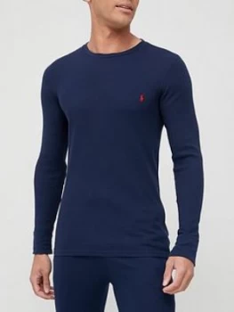 Polo Ralph Lauren Waffle Long Sleeve Lounge Top - Cruise Navy, Cruise Navy, Size S, Men