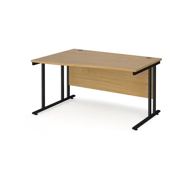 Maestro 25 Wave Desk Black Frame and Oak Table Top - Left Hand - 1400mm