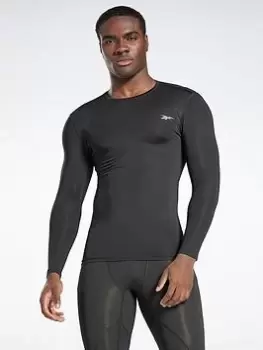 Reebok Workout Ready Compression Long-Sleeve Top Long-Sleeve Top, Grey, Size L, Men