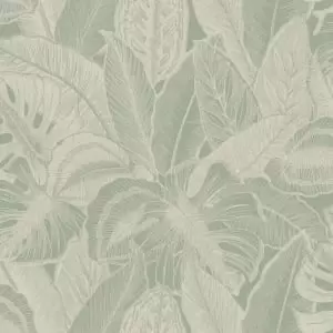 Holden Linear Palm Leaf Sage Wallpaper