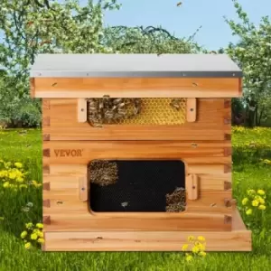 VEVOR Beehive Box Kit Bee Honey Hive 20 Frames 1 Deep 1 Medium Natural Fir Wood