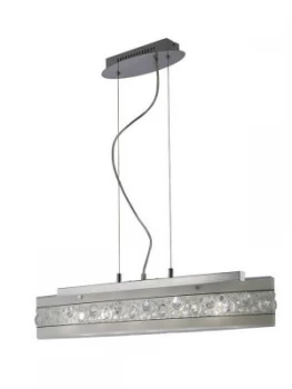 Ceiling Pendant Bar 5 Light Polished Chrome, Glass, Crystal