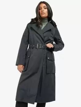 Barbour International Powerbuilt Belted Waterproof Trench Jacket - Black, Size 16, Women