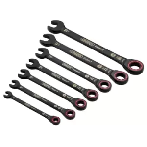 Draper Expert HI-TORQ Metric Ratchet Combination Spanner Set, Black (7 Piece)