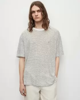 AllSaints Miles Linen Striped Crew T-Shirt