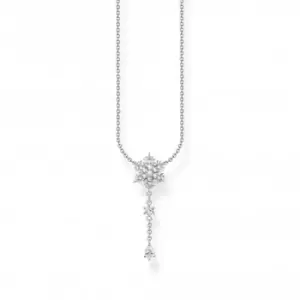 Sterling Silver Snowflake With White Stones Necklace KE2171-051-14-L45V