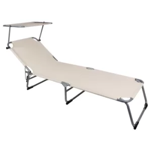 Sun Lounger Hawaii Beige Aluminium 195x60x30cm with Sun Shade