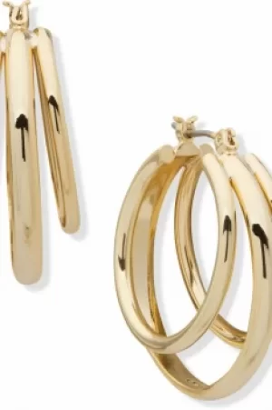 DKNY Jewellery Gold Coloured 28mm 3 Row Hoop Earrings 60558349-887