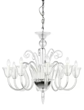 Saskia Curved Clear Glass 8 Arm Chandelier